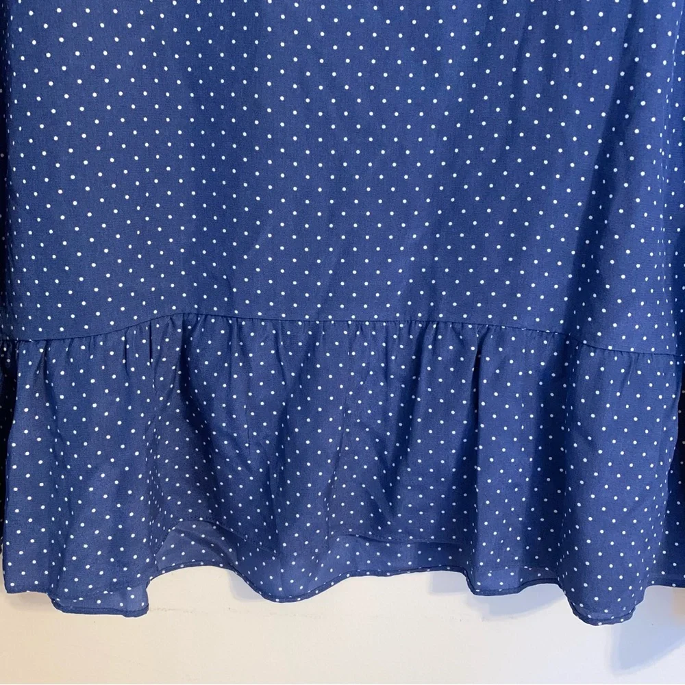 NWT J. Crew 100% Silk Peplum Top in Blue Polka Dot, Size 8